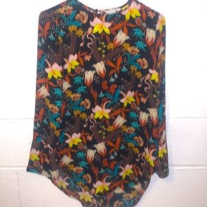 H&M Floral Sheer Crew Neck Tunic